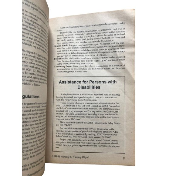Vintage Pennsylvania Hunting Trapping Regulations 1998/1999 - Picture 2 of 4